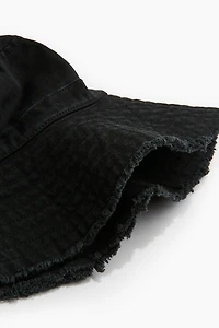 Frayed-edge Cotton Bucket Hat