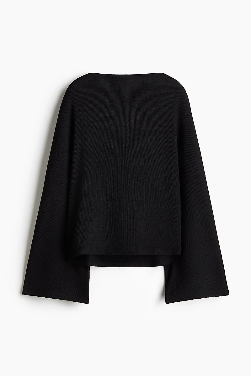Crinkled Batwing-Sleeved Top