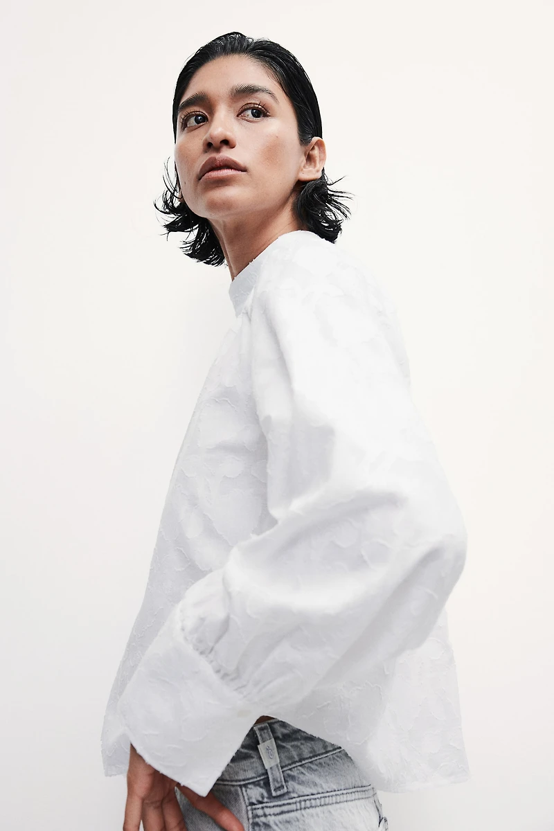 Jacquard-Weave Blouse