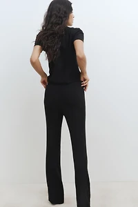 Rib-Knit Cardigan with Collar
