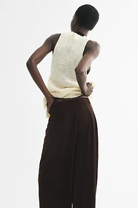 Viscose-Blend Barrel-Leg Pants