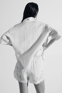 Shorts with Eyelet Embroidery