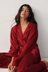 Embellished Satin Pajama Pants