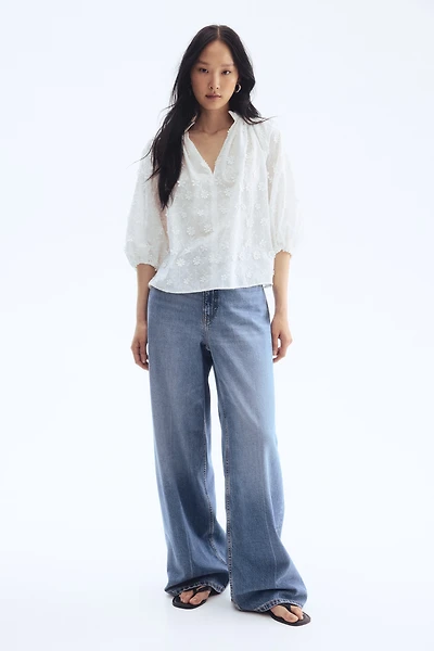 Appliquéd Cotton Blouse