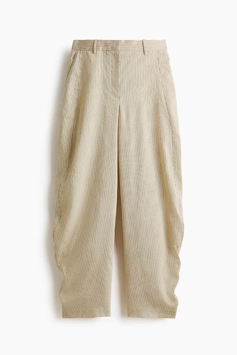 Linen-Blend Barrel Pants