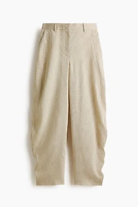 Linen-Blend Barrel Pants