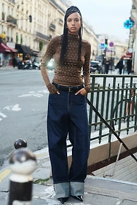 Studded Mock Turtleneck Top