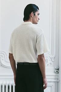 Loose Fit Jacquard-Knit Polo Shirt