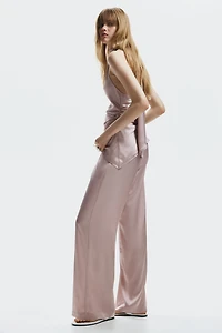 Wide-Leg Satin Pants