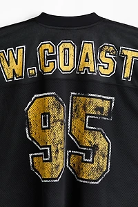 Oversized Printed Mesh T-Shirt