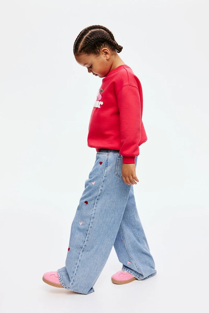 Wide-Leg Jeans with Motif Details