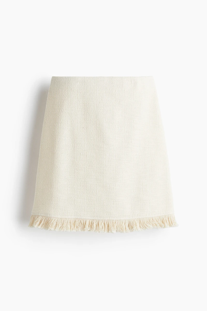 Bouclé Skirt with Fringe