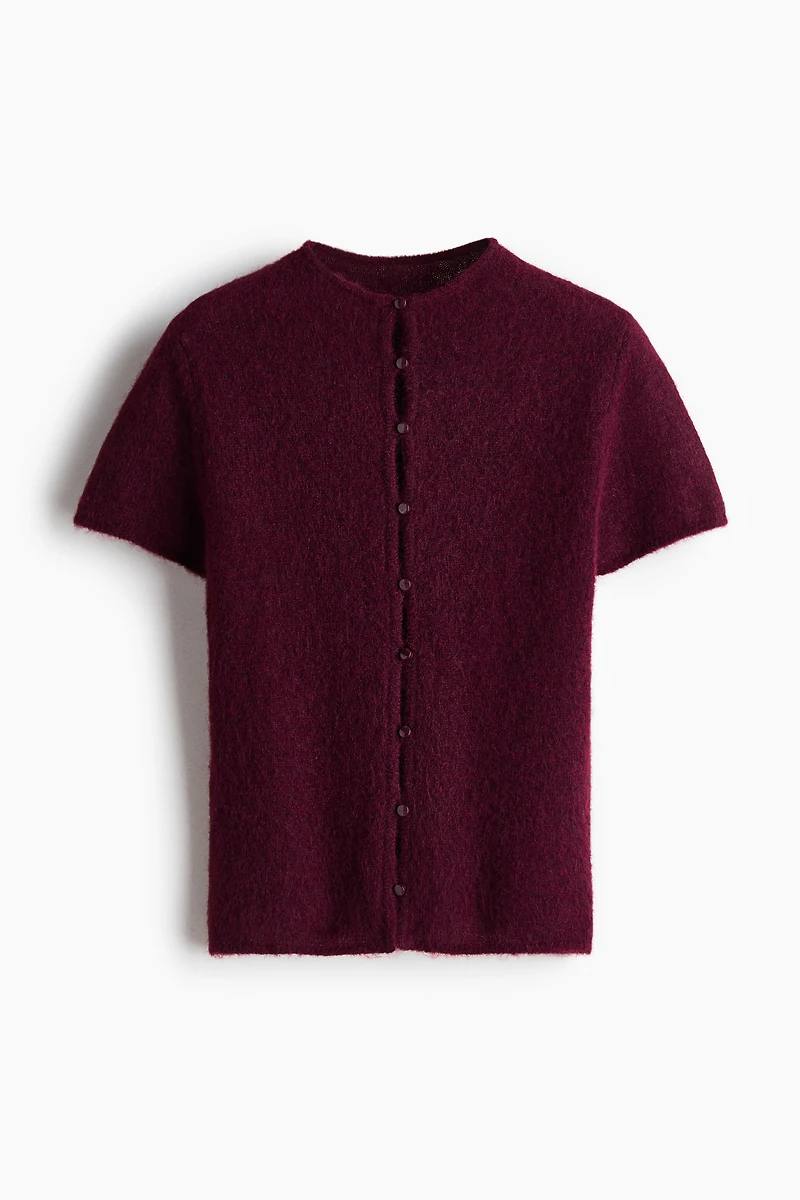 Short-Sleeved Fine-Knit Cardigan