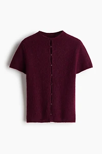 Short-Sleeved Fine-Knit Cardigan