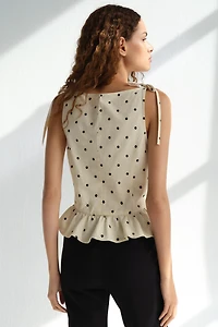 Linen-Blend Peplum Top