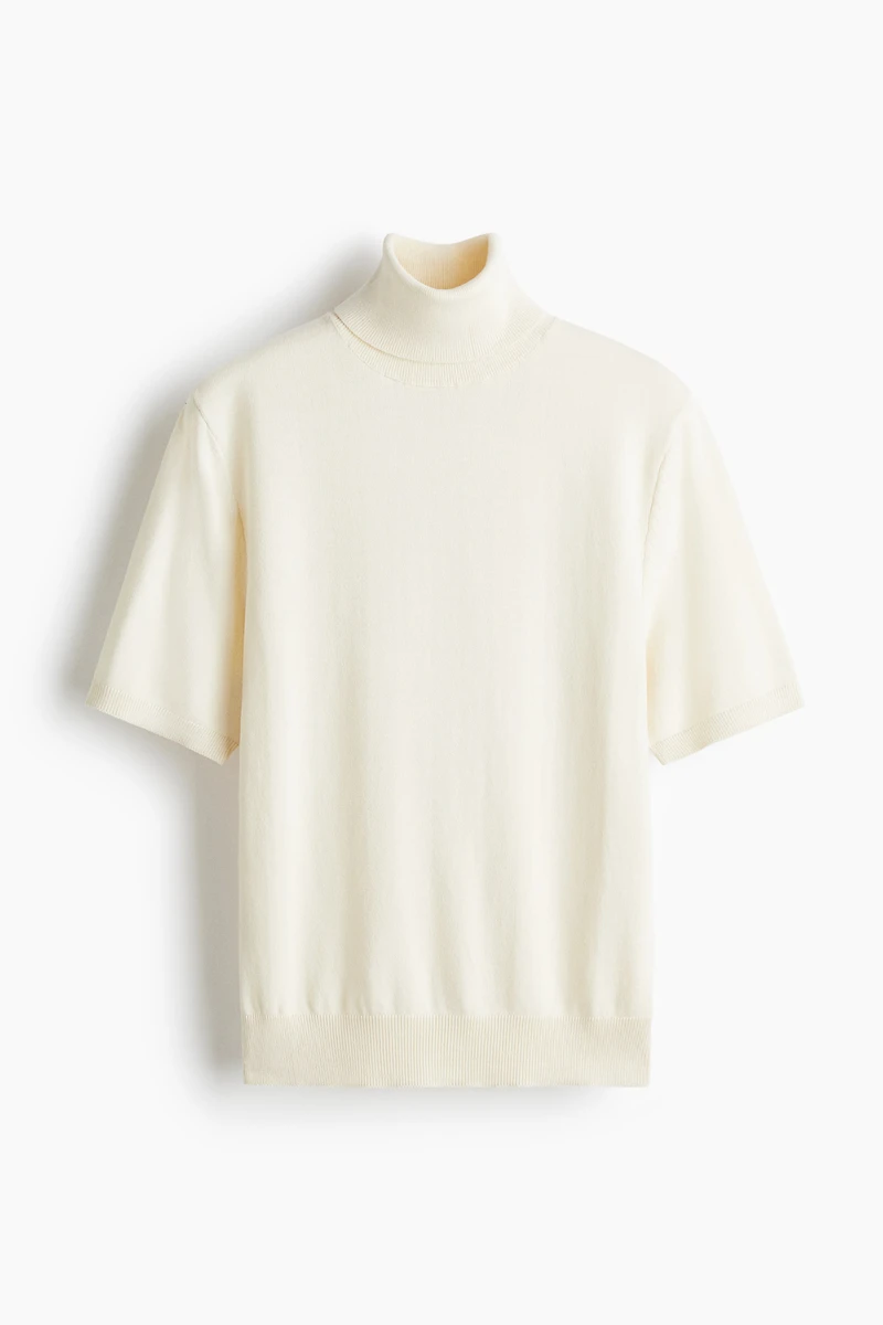 Fine-Knit Turtleneck Top