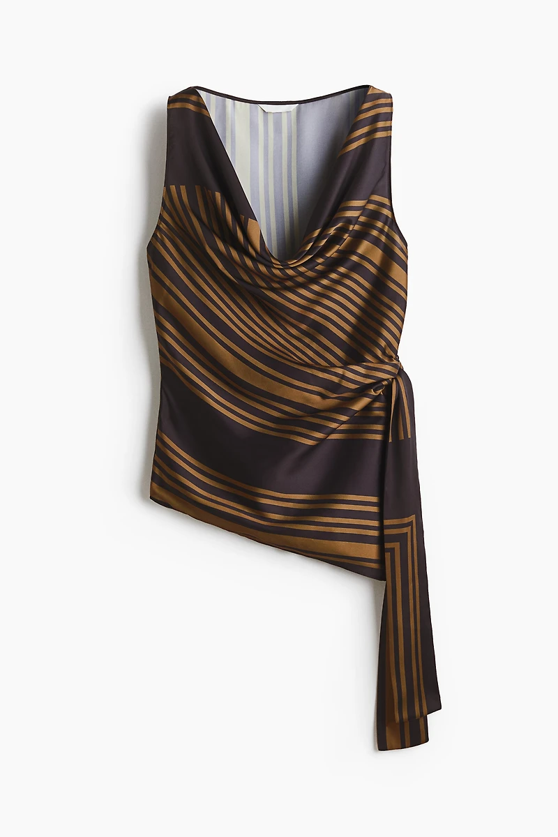 Tie-detail cowl-neck top