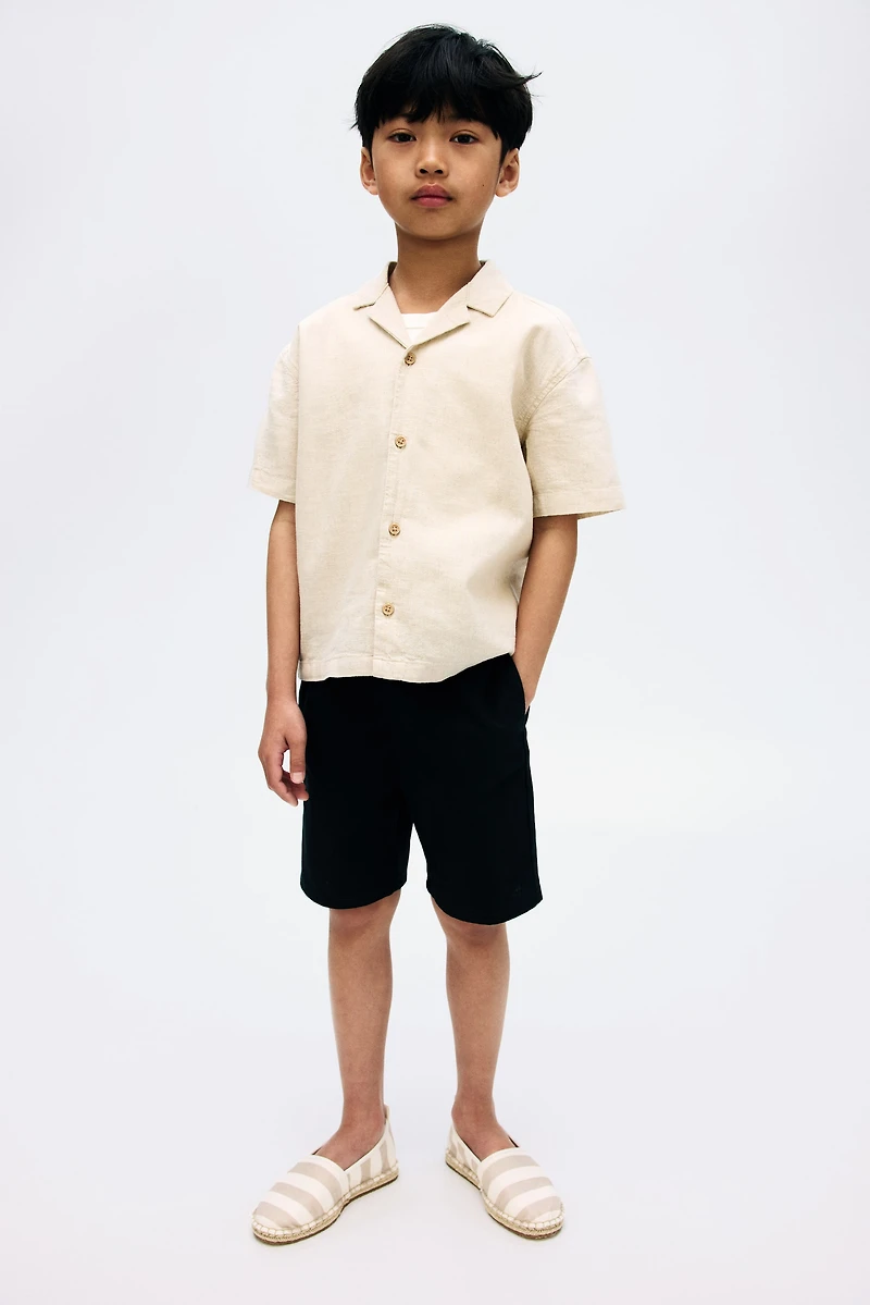 Chemise en lin mélangé avec col cubain