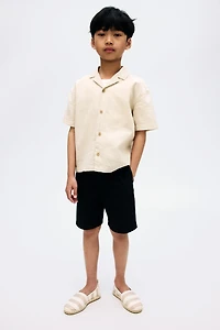 Chemise en lin mélangé avec col cubain