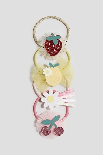 4-Pack Appliquéd Hair Elastics