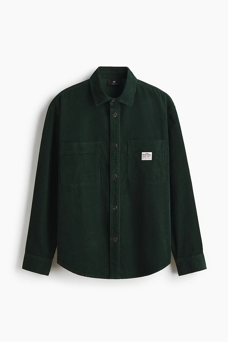 Chemise ample en velours de coton côtelé