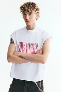Boxy Oversized Printed Sleeveless T-Shirt