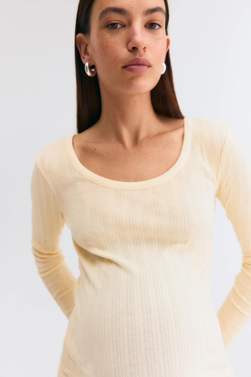 MAMA Pointelle-knit top