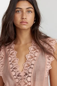 Lace-Trimmed Sleeveless Top