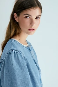 Puff-Sleeved Denim Jacket