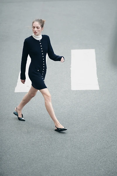 Knit Button-Front Dress