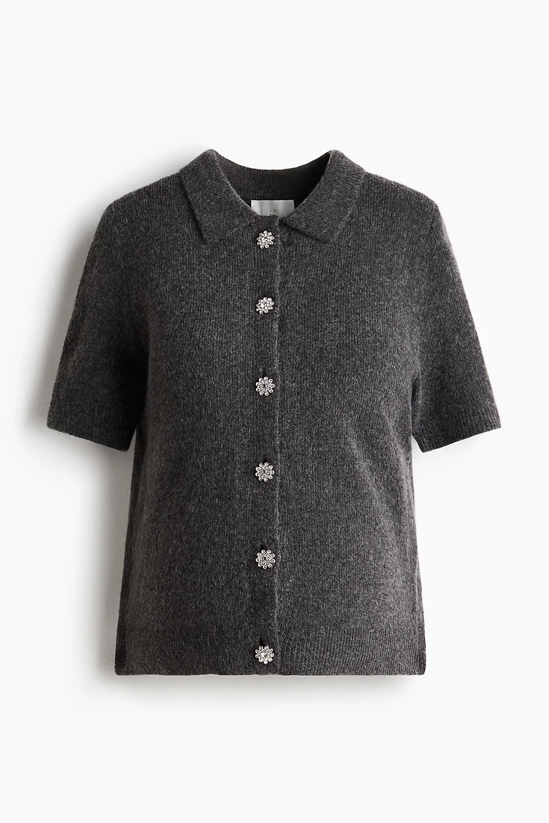 MAMA Rhinestone-Button Cardigan