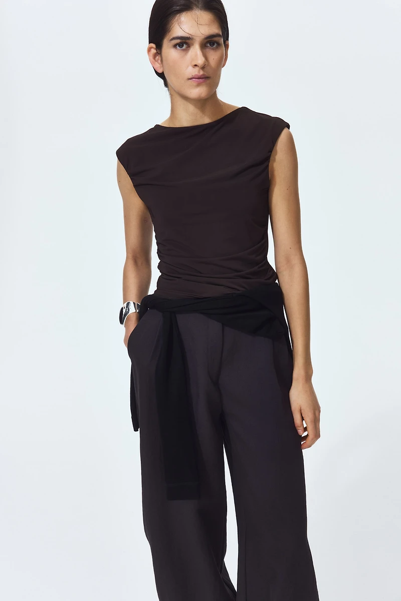 Draped Boat-Neck Top
