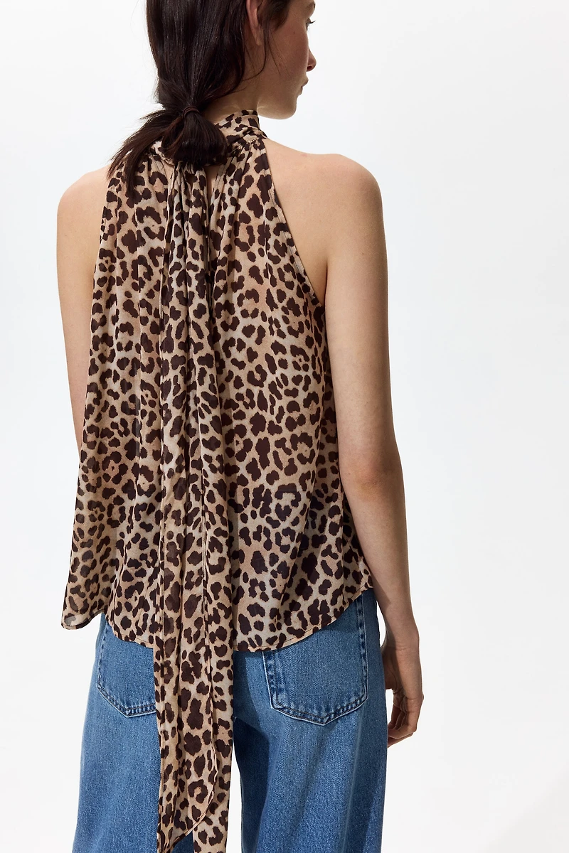 Scarf-Collar Chiffon Top