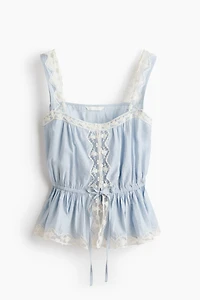 Lace-Trimmed Peplum Top