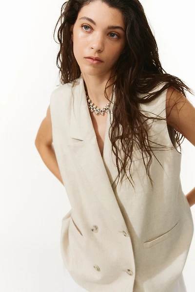 Linen-Blend Vest