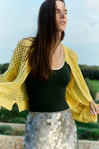 Hole-Knit Cardigan