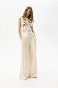 Sleeveless Crochet-Look Top