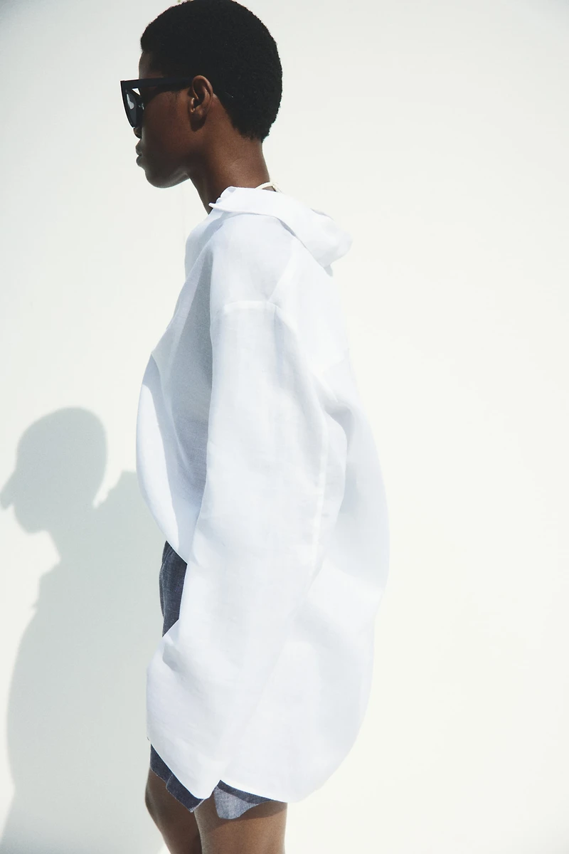 Linen-Blend Paper-Bag Shorts