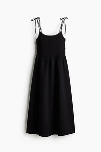 Tie-Shoulder-Strap Smocked Dress