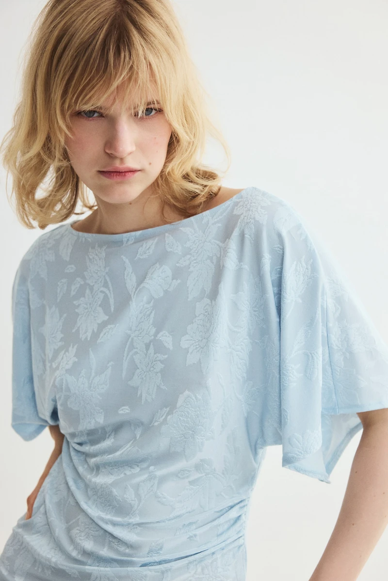 Asymmetric Jacquard-Jersey Top