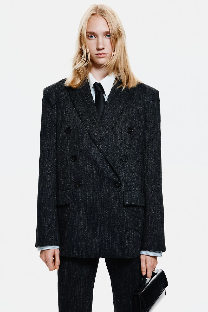 Double-Breasted Wool-Blend Blazer