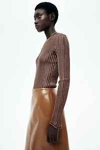 Sheer Rib-Knit Top