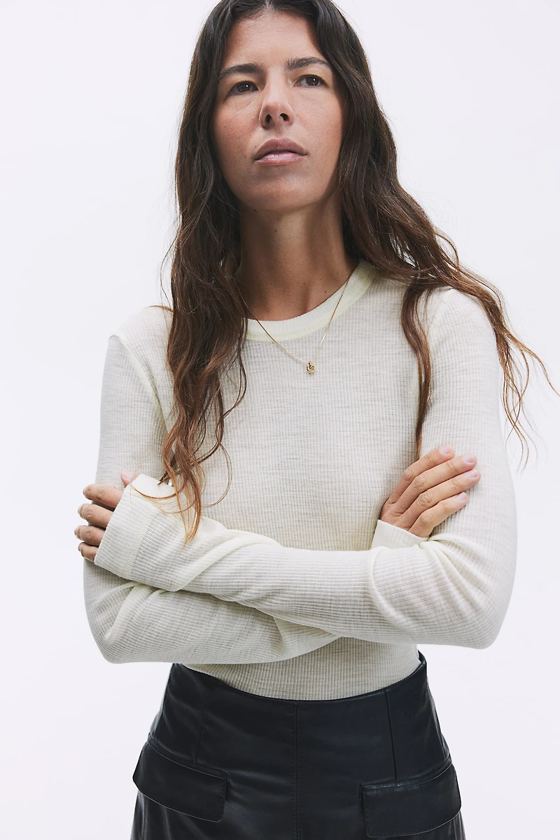 Rib-Knit Wool Top