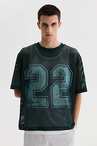 Oversized Printed Mesh T-Shirt