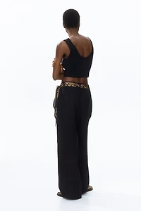Pantalon en lin mélangé avec foulard