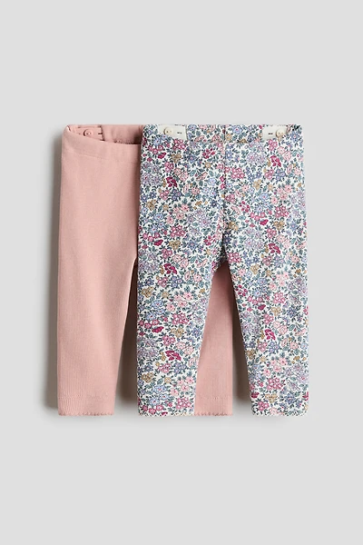 Lot de 2 leggings en coton côtelé