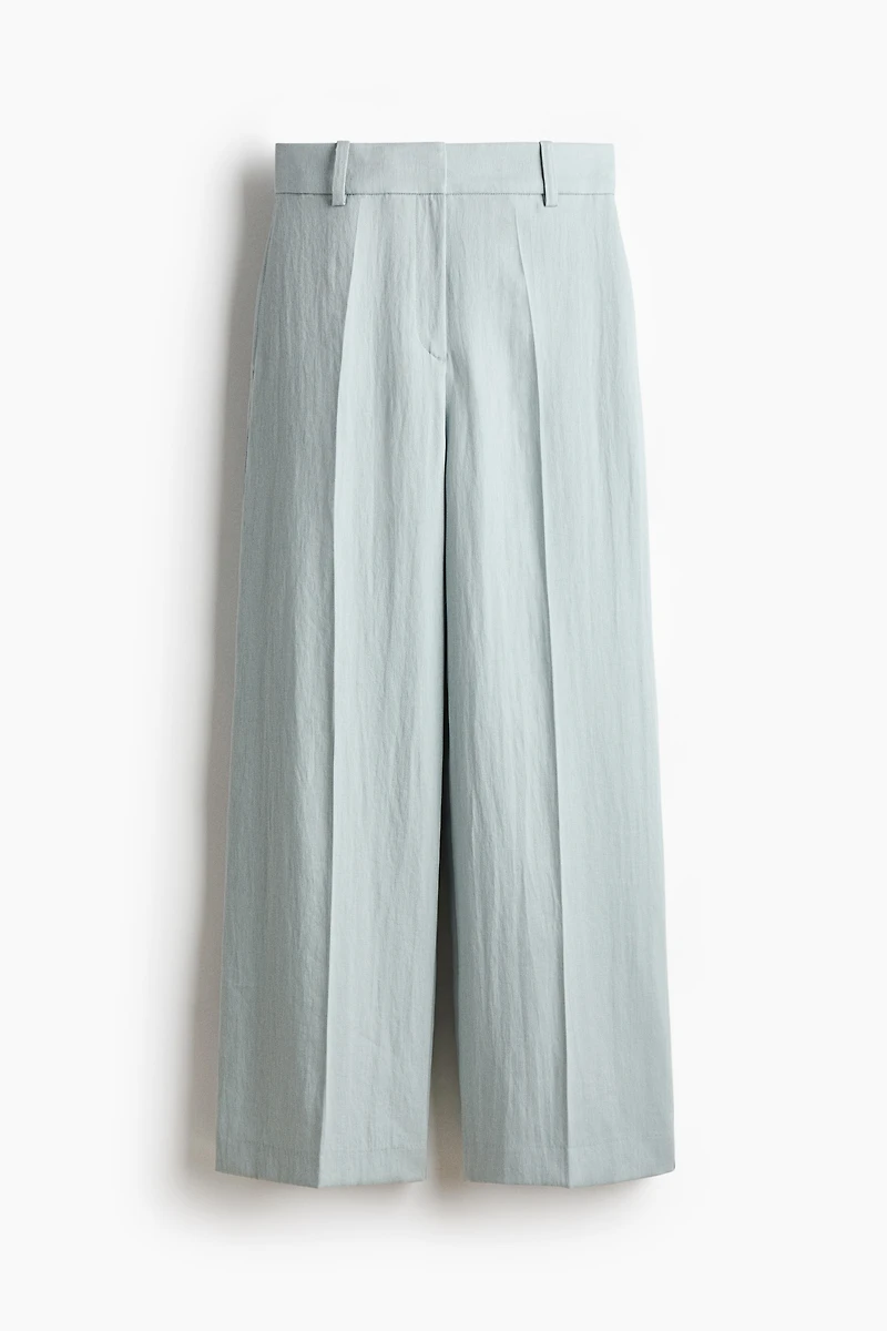 Wide-Leg Linen-Blend Pants