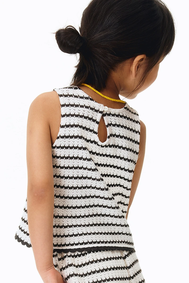 Pointelle-Knit Cotton Top