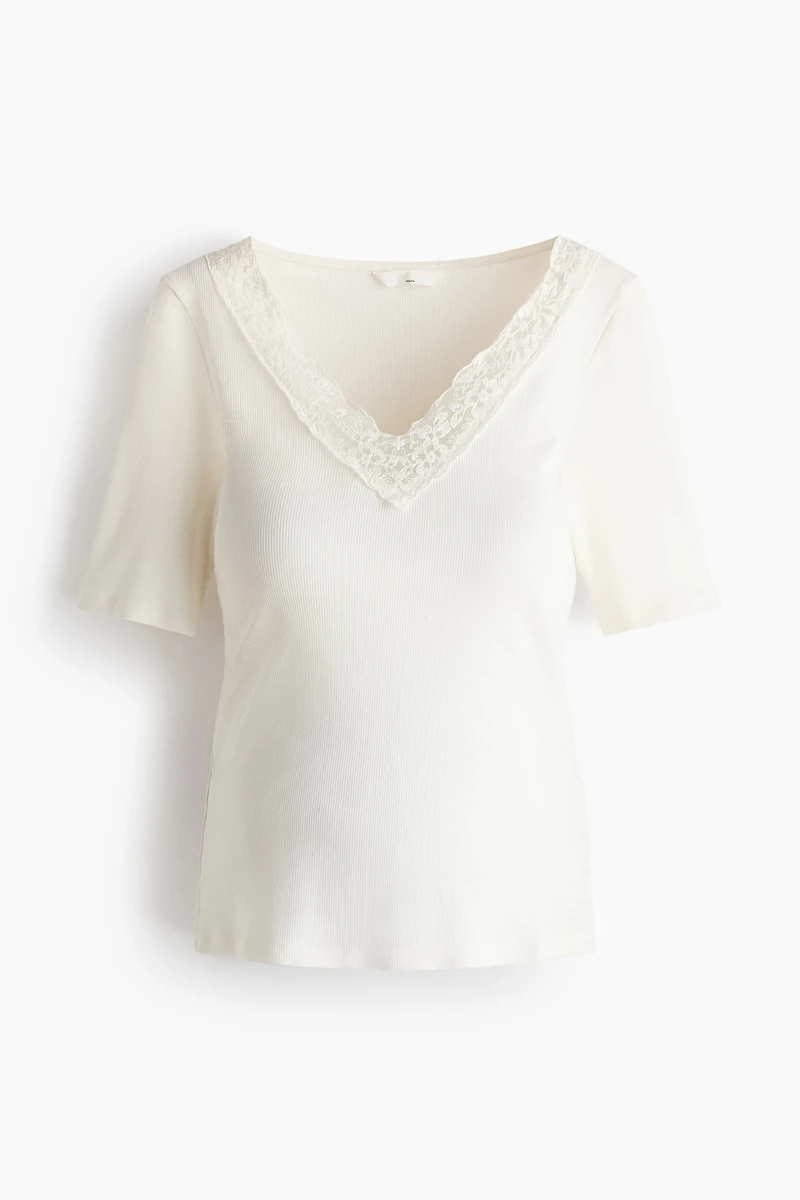 MAMA Ribbed V-Neck Top