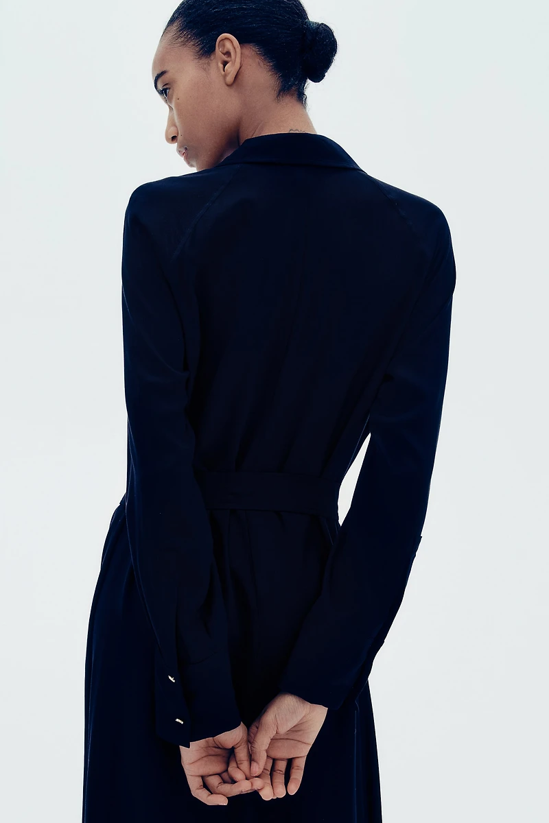 Tie-belt viscose shirt dress